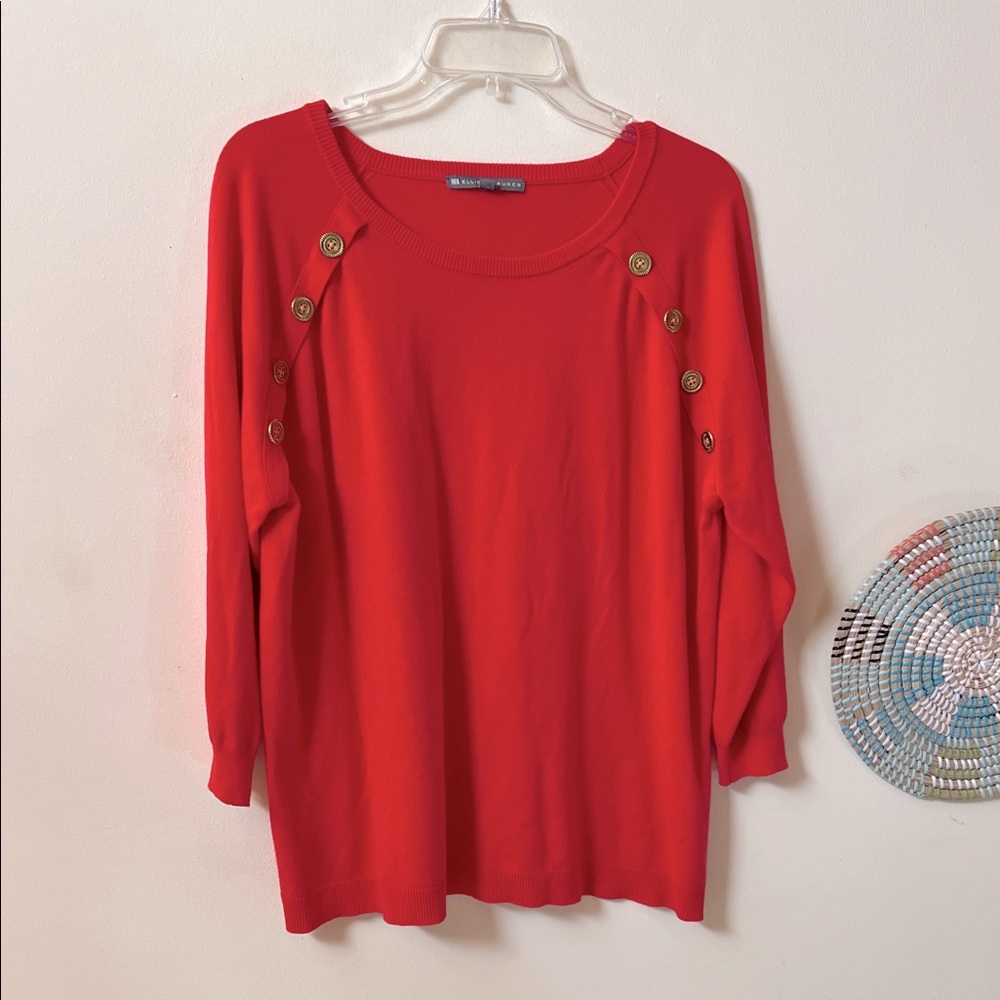 Elliot Lauren Size Large Red 3/4 Sleeve Women’s Sweater